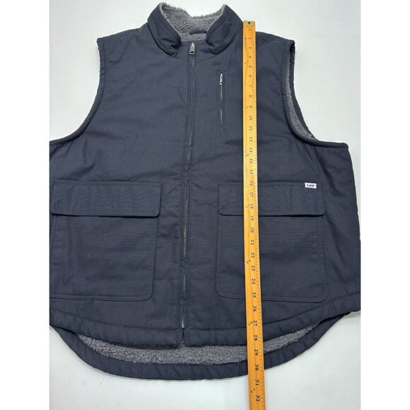 Lee Workwear Vest Mens XXL Sherpa Lined Canvas Black Full Zip Pockets - Picture 6 of 9